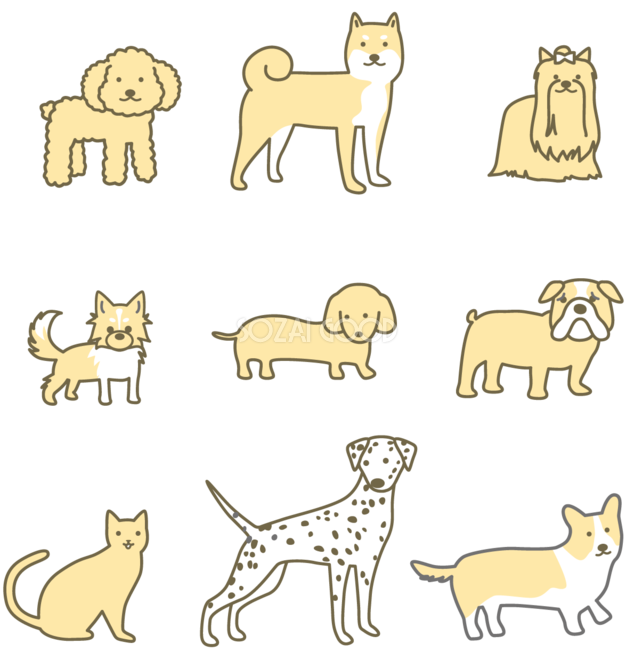 犬の中に1匹だけ猫 かわいい無料イラスト 素材good