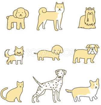 犬の中に1匹だけ猫 かわいい無料イラスト 素材good