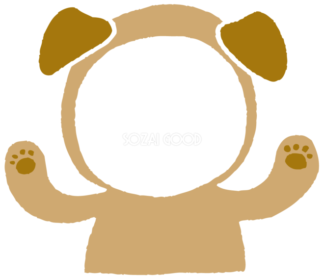 写真フレームと戌の着ぐるみ かわいい無料イラスト 素材good