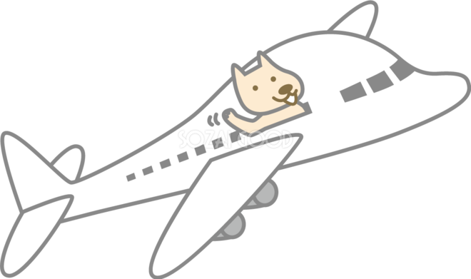 飛行機に乗った犬 かわいい無料イラスト81808 素材good