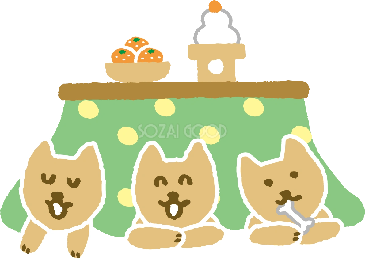 犬がこたつでまったり 戌年2018かわいい無料イラスト81846