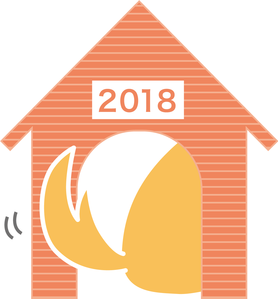 犬小屋の中から犬のしっぽ 戌年2018かわいい無料イラスト81850に写真・文字を入れる