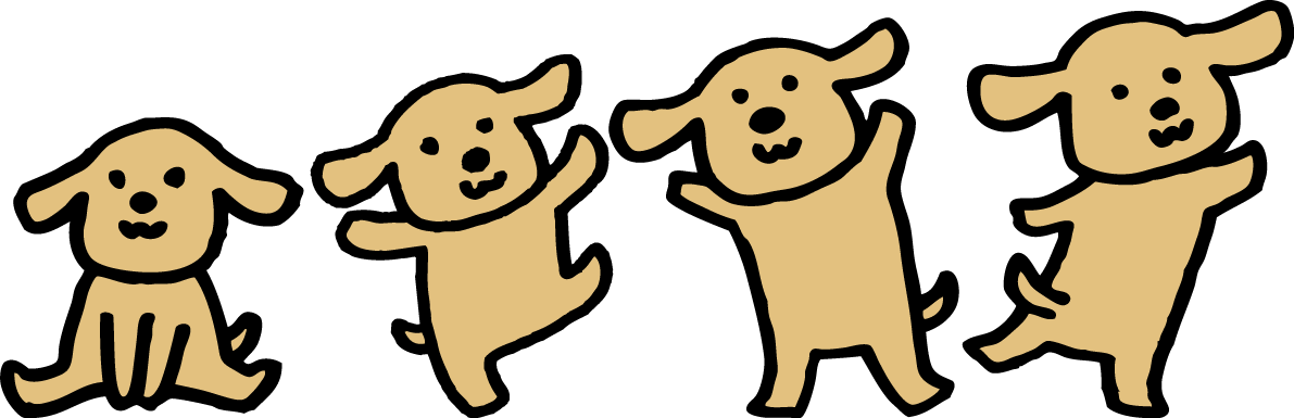 かわいい楽しそうな子犬たち無料イラスト81972に写真・文字を入れる