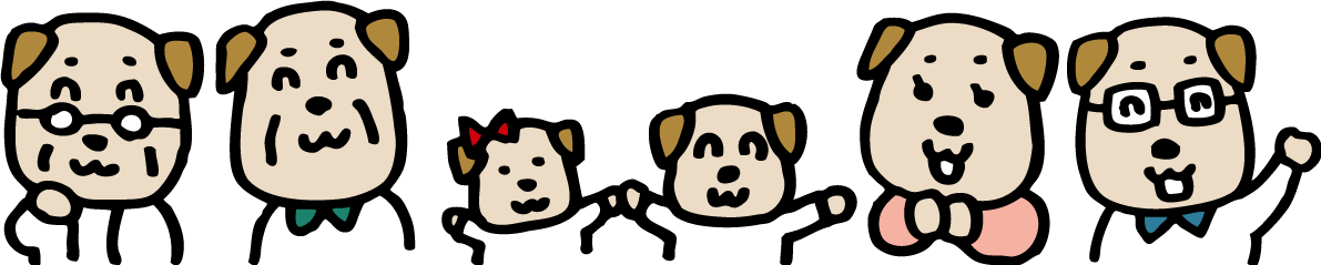 かわいい笑顔の犬の家族の顔 無料イラスト81973に写真・文字を入れる