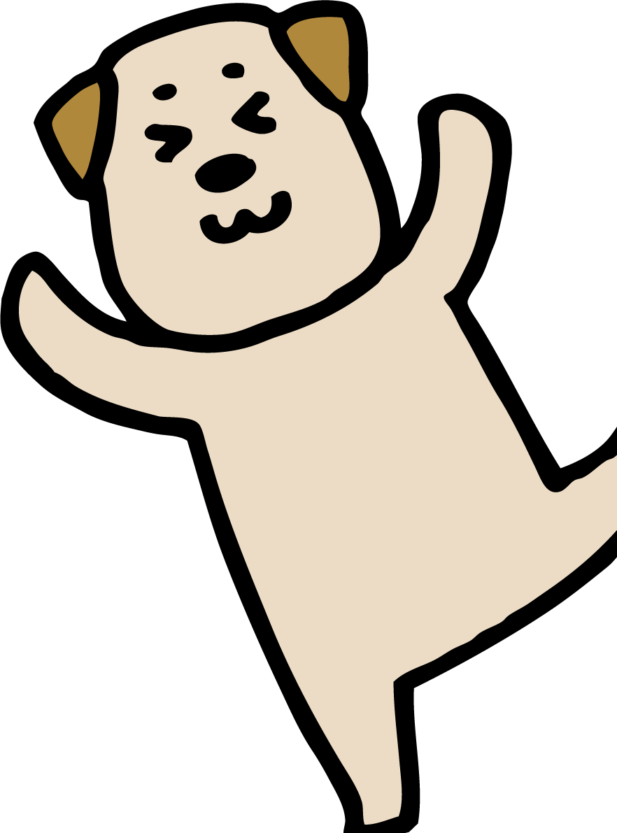 喜ぶかわいい犬 無料イラスト81978に写真・文字を入れる