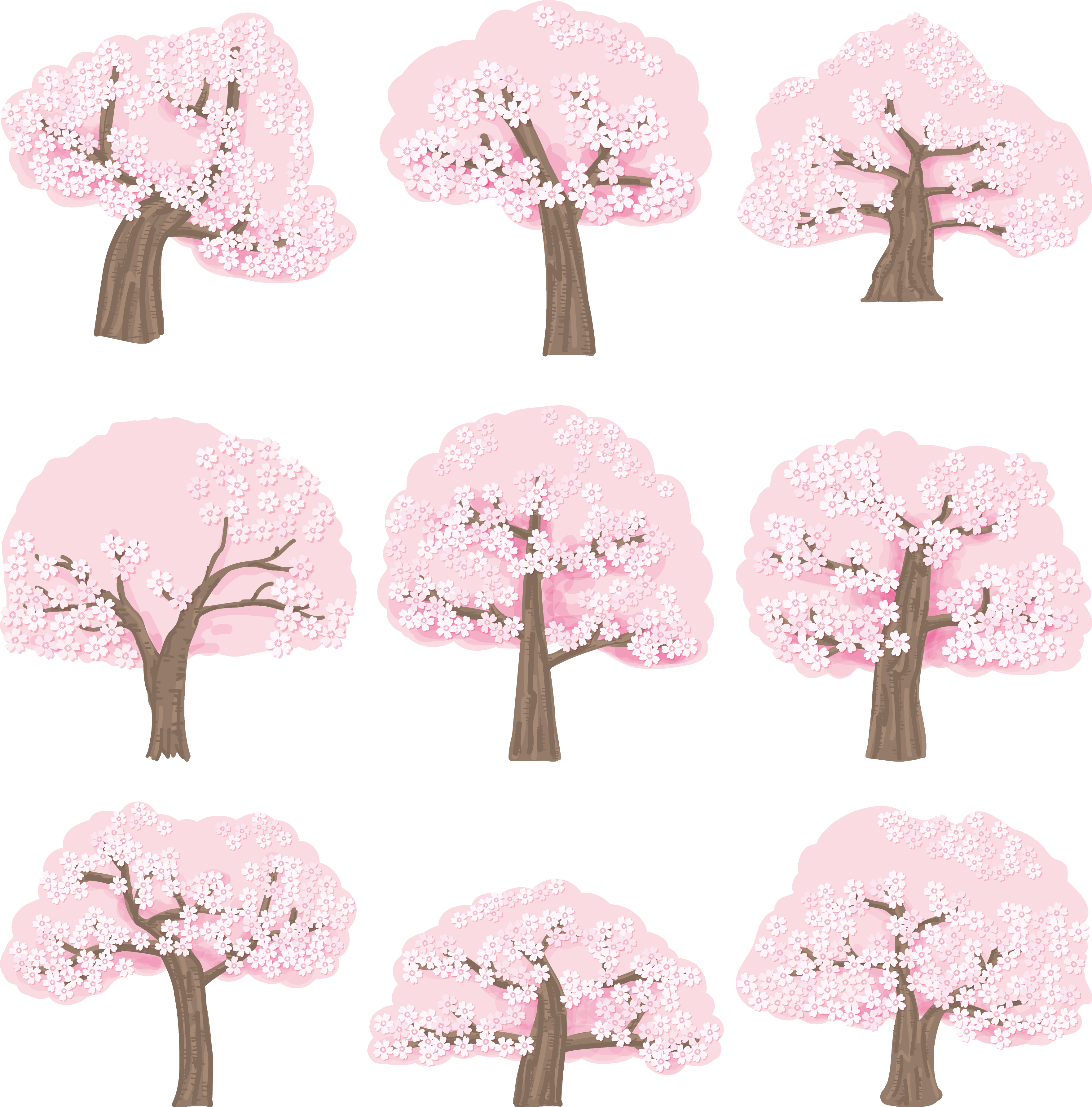 桜の木セット シンプル 無料イラスト82063に写真・文字を入れる