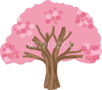 木 シンプルな春の桃 無料イラスト82066