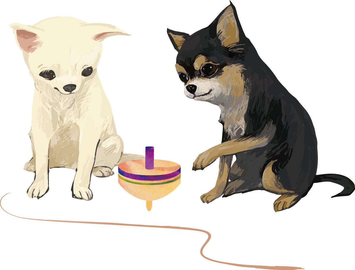 駒まわしとチワワ(犬) 戌年2018干支無料イラスト82133に写真・文字を入れる