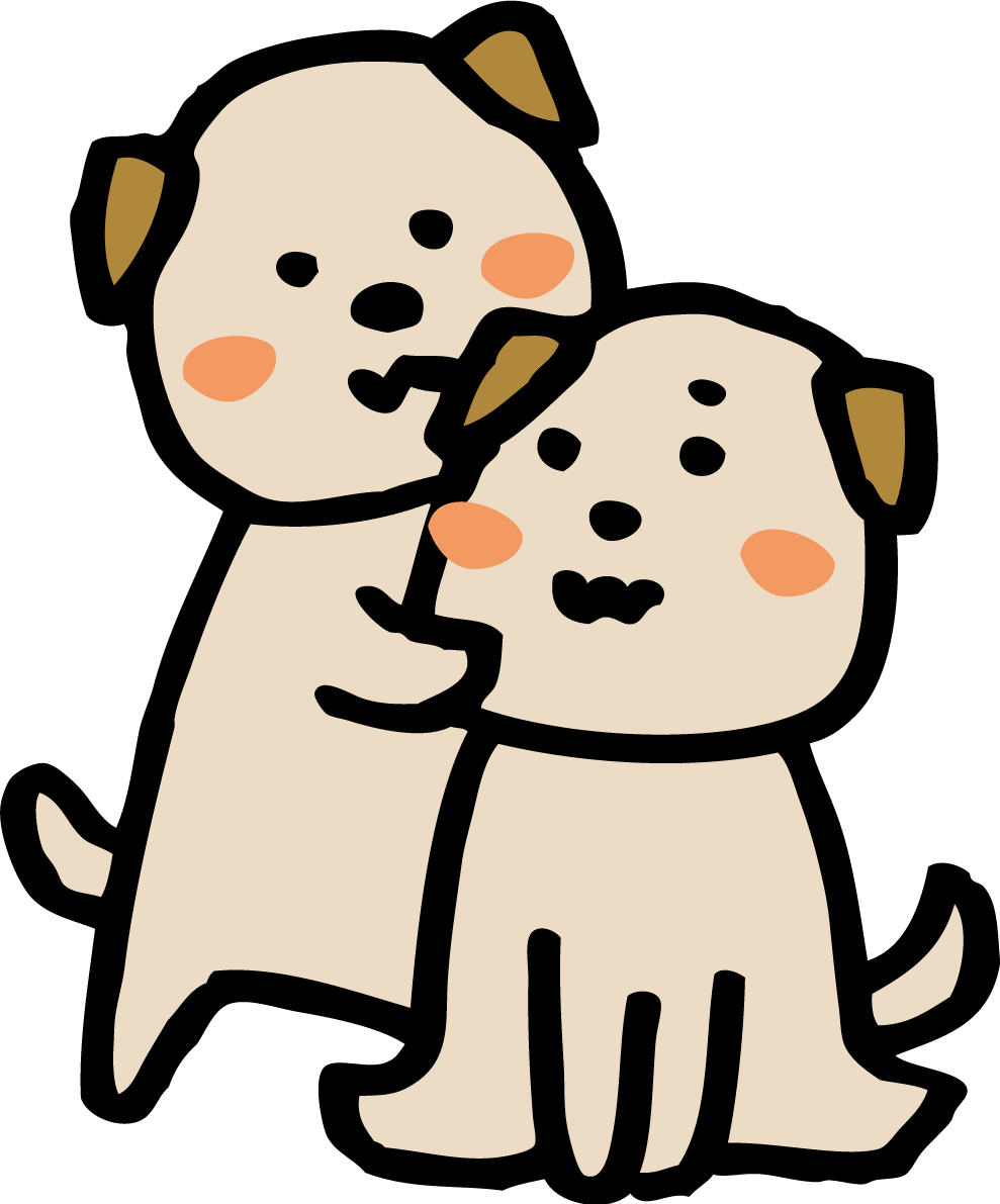 仲良く寄り添う2匹の子犬 かわいい(戌年)2018無料イラスト82157に写真・文字を入れる