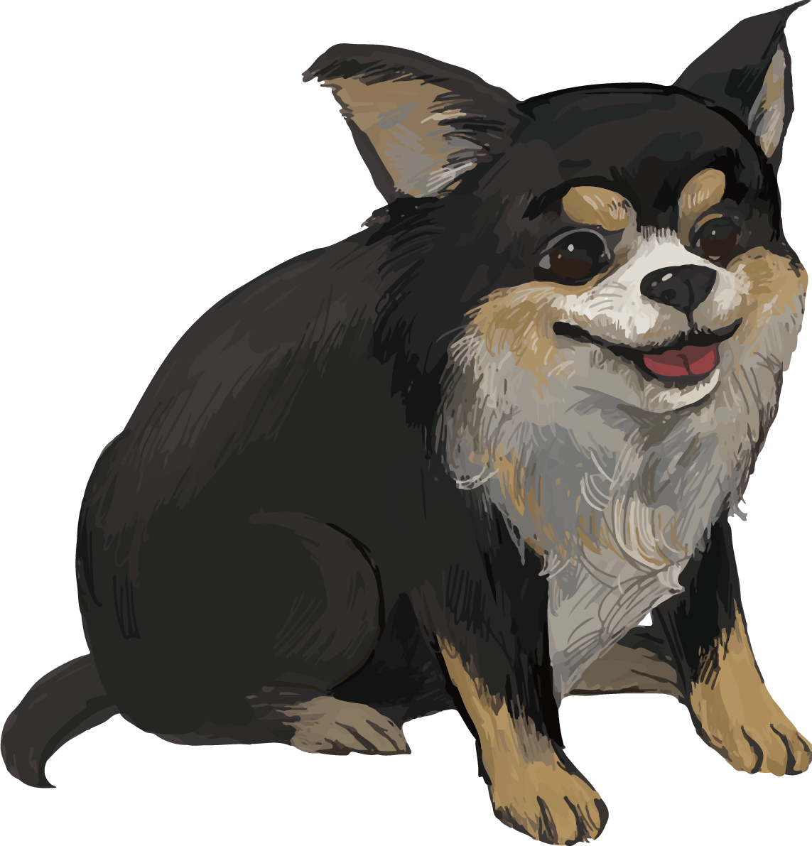 肥満のチワワ(犬) リアル手書き風無料イラスト82179に写真・文字を入れる
