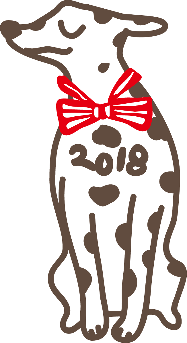 おめかし犬のダルメシアン おしゃれかわいい2018戌年無料イラスト82216に写真・文字を入れる