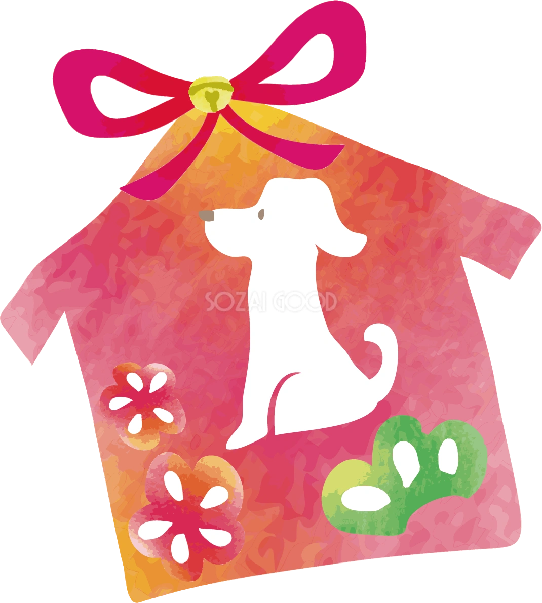 絵馬と犬 おしゃれかわいい2018戌年無料イラスト82222