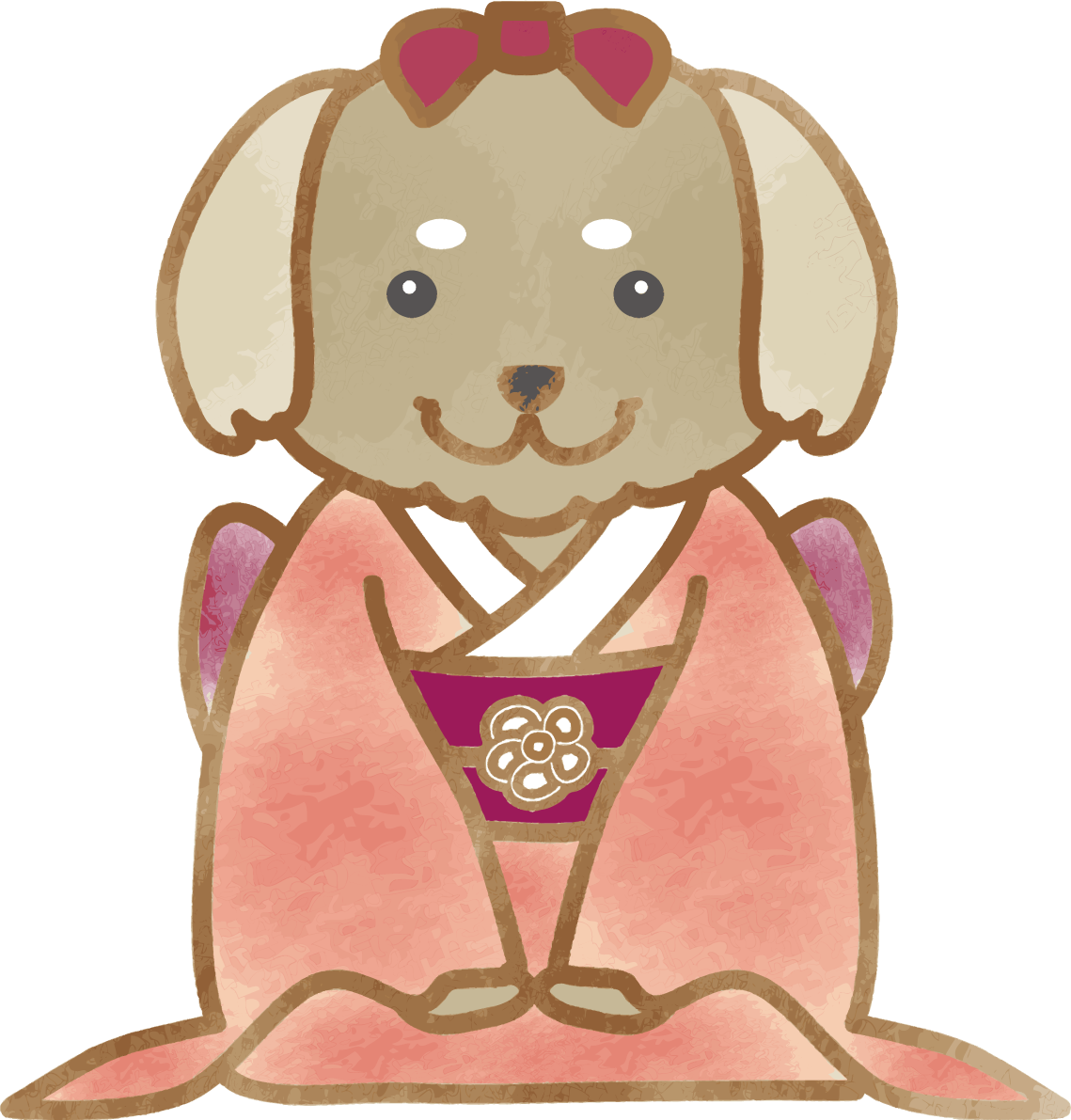 振袖でご挨拶する犬 おしゃれかわいい2018戌年無料イラスト82235に写真・文字を入れる
