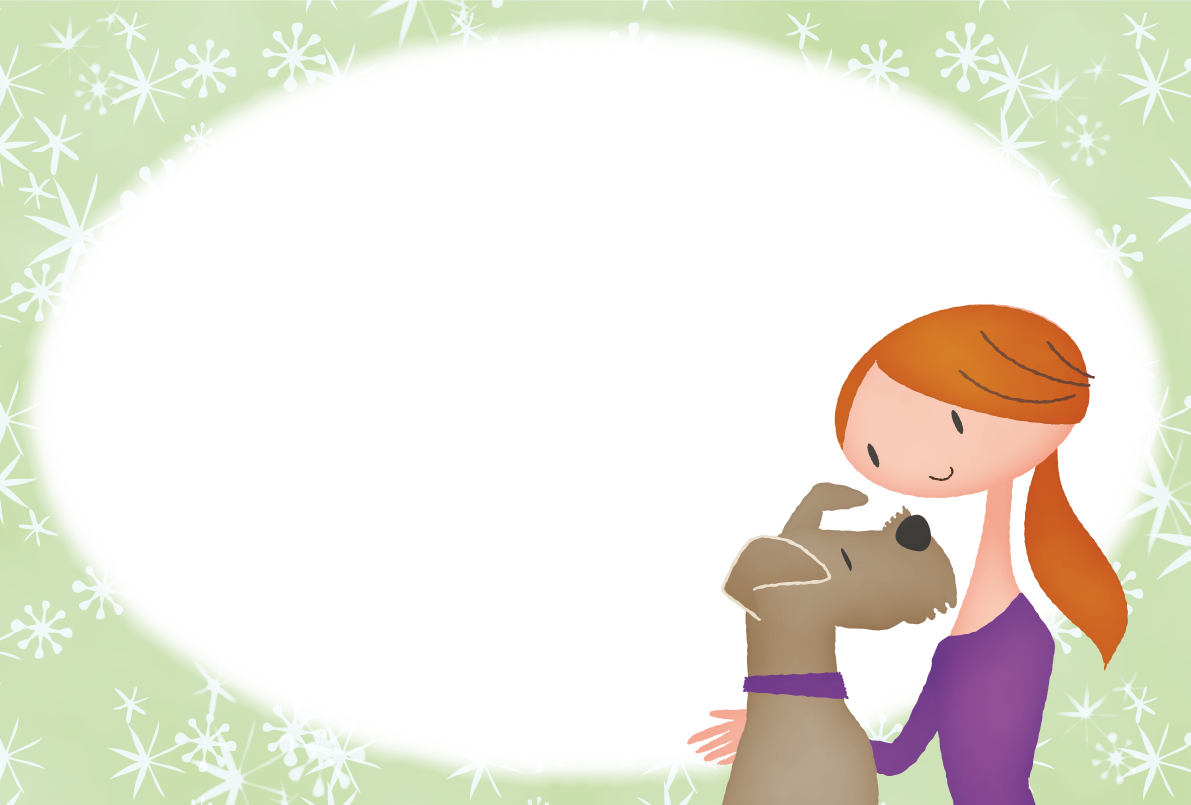 おしゃれ犬(ともだち)フレーム背景無料イラスト82246に写真・文字を入れる