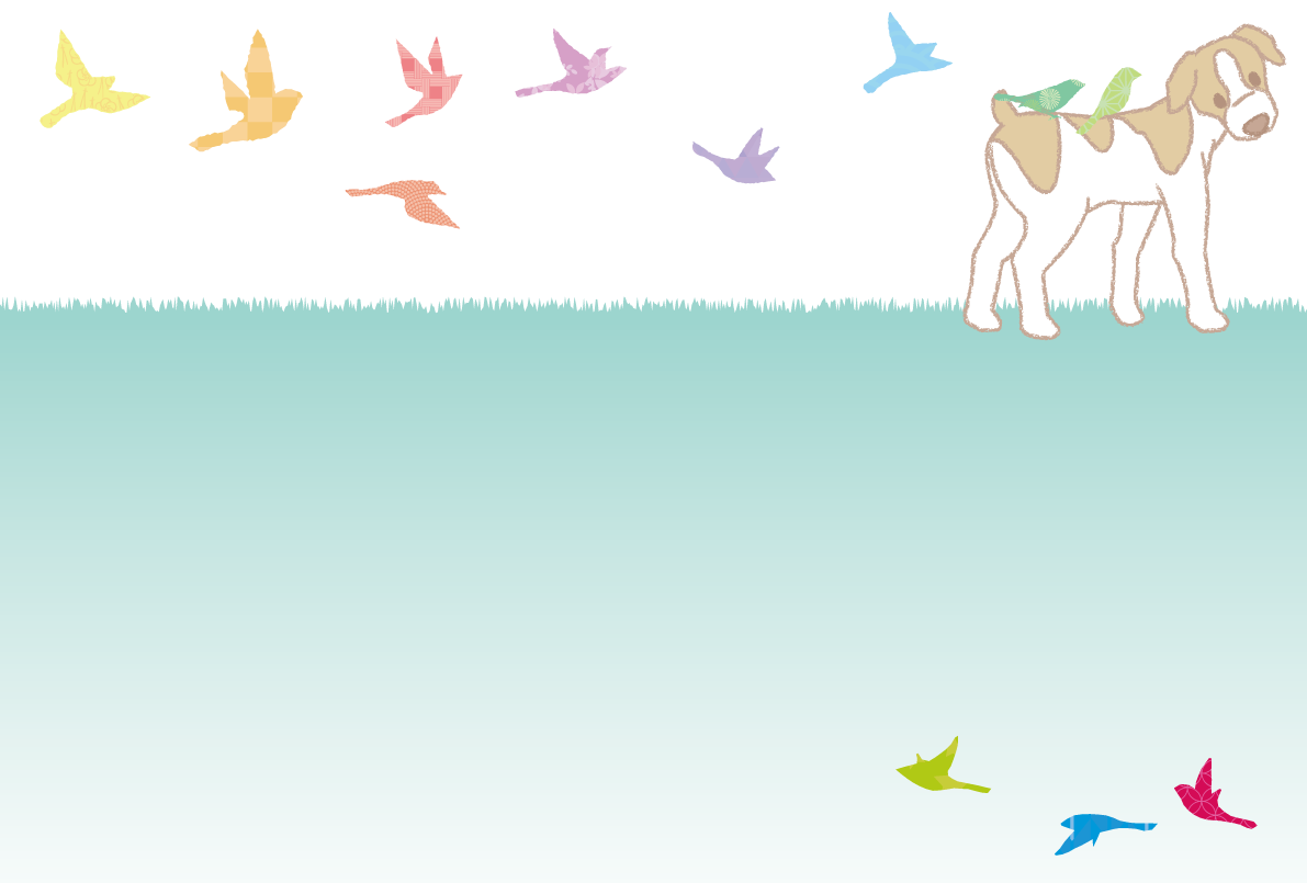 おしゃれ犬(振り向く)背景無料イラスト82251に写真・文字を入れる