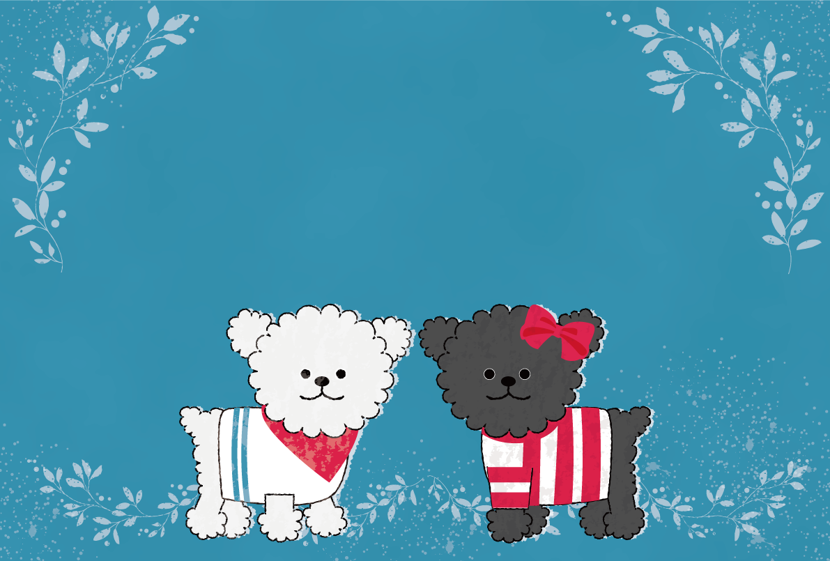 かわいい犬(トイプードル)背景無料イラスト82263に写真・文字を入れる
