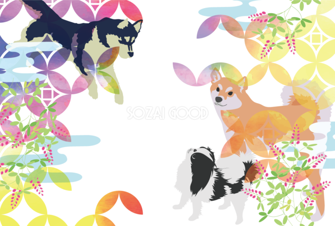 和風 犬 和犬 背景無料イラスト82281 素材good