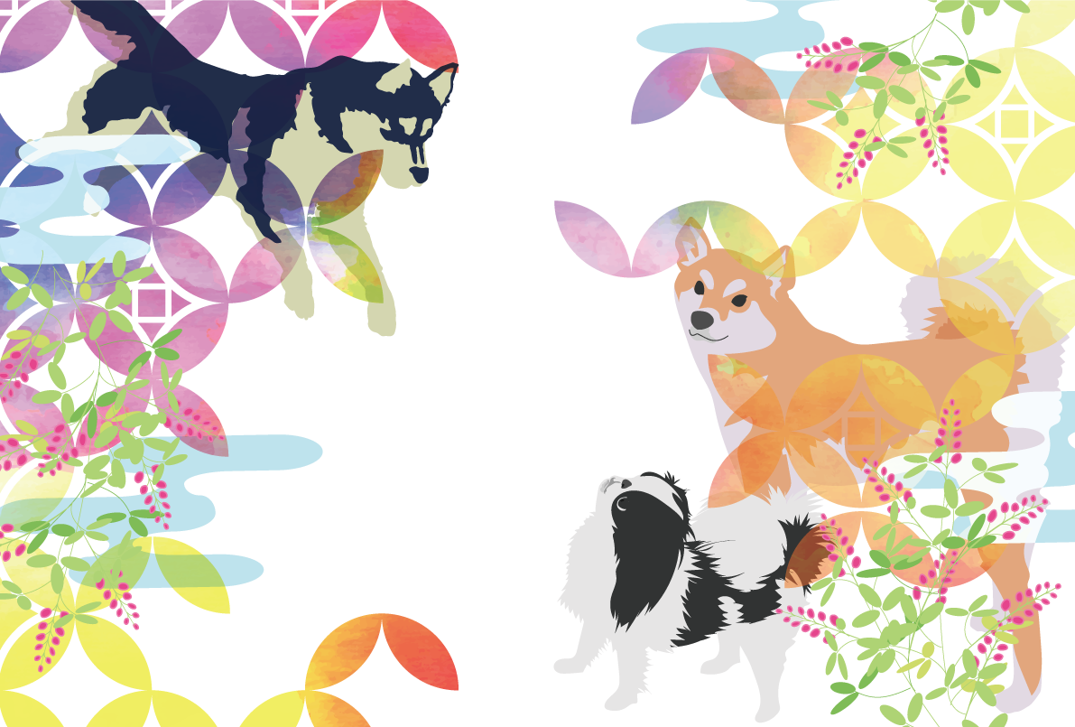 和風 犬(和犬)背景無料イラスト82281に写真・文字を入れる