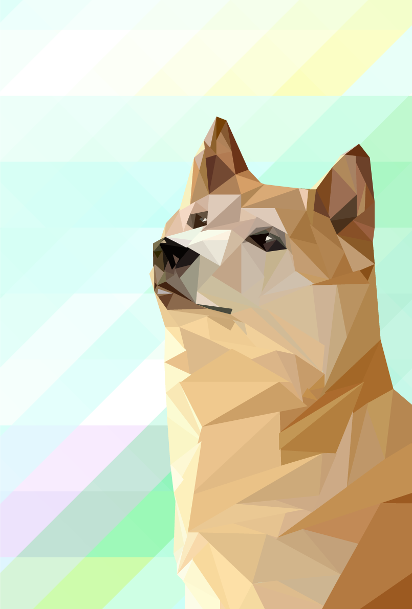 柴犬ポリゴンの背景(縦)無料イラスト82510に写真・文字を入れる