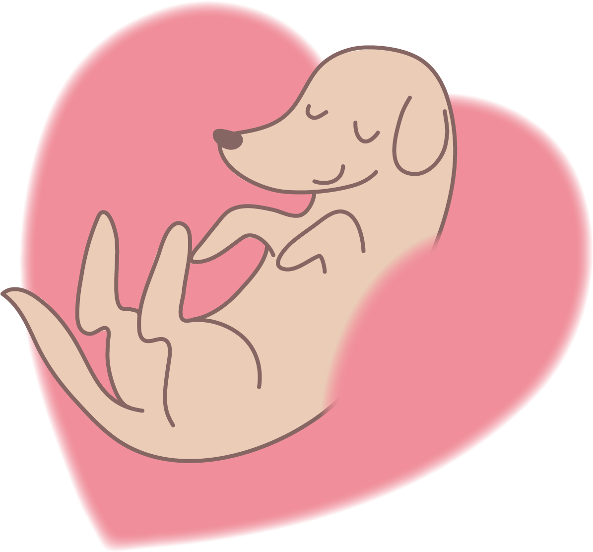 犬とふわふわハートの無料イラスト82533に写真・文字を入れる