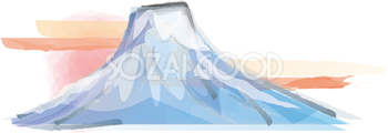 筆描き風 富士山(朝焼け)無料イラスト82680