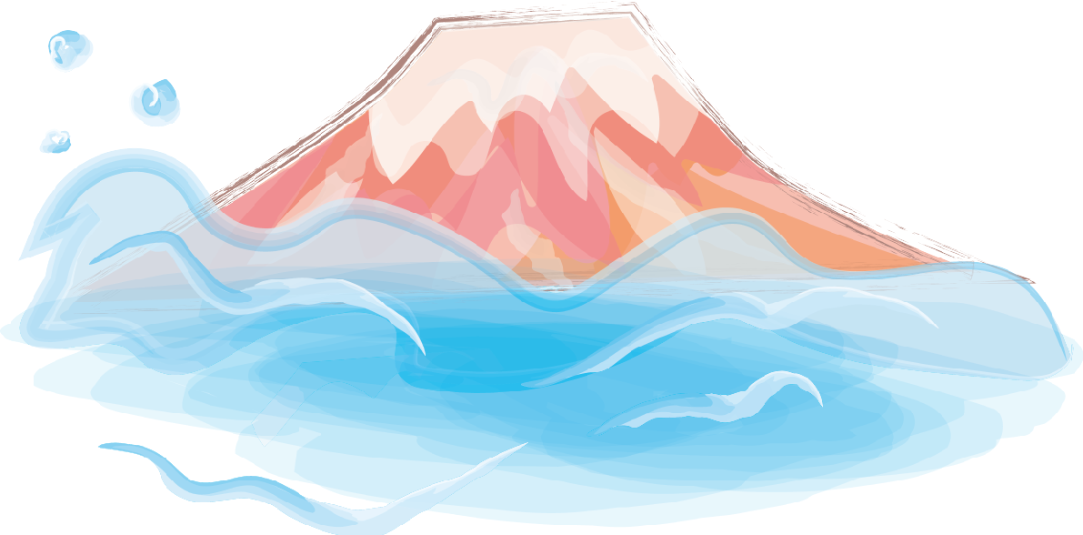筆描き風 富士山と海 無料イラスト82682に写真・文字を入れる