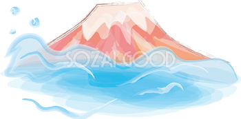 筆描き風 富士山と海 無料イラスト82682