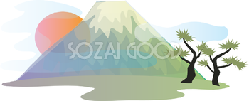 和風 富士山と松 無料イラスト82691
