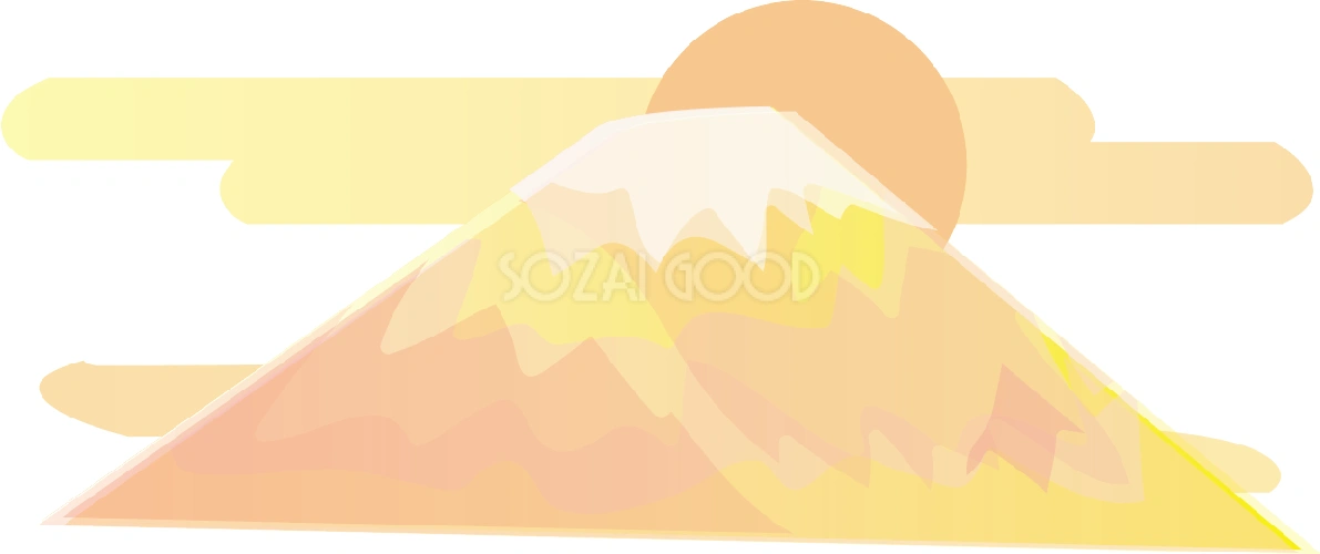 和風 富士山と太陽 無料イラスト82692
