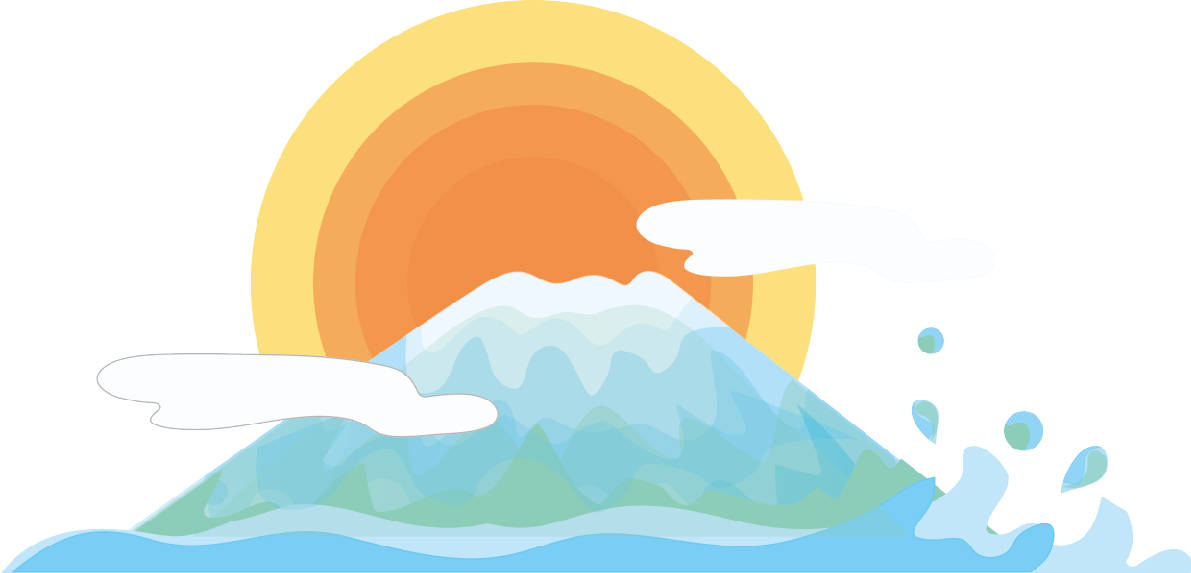 かわいい 富士山と太陽 無料イラスト82703に写真・文字を入れる