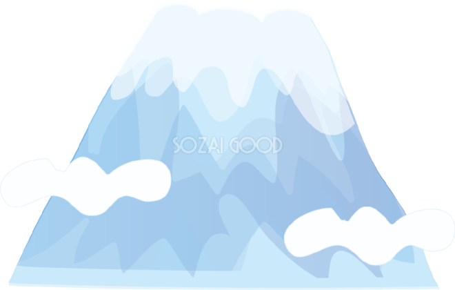 かわいい 富士山水色と雲 無料イラスト706 素材good