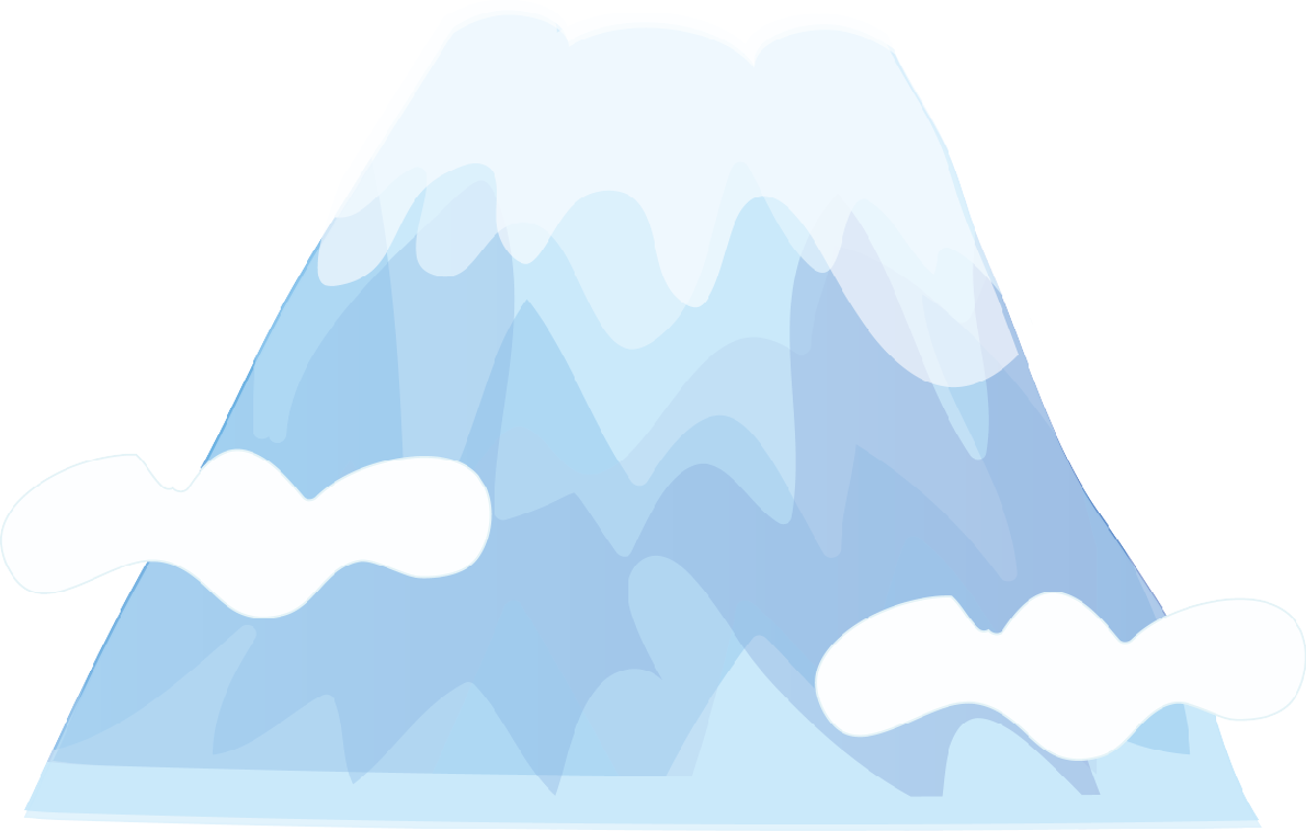 かわいい 富士山水色と雲 無料イラスト82706に写真・文字を入れる