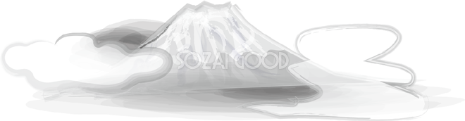 水墨画 富士山と雲 無料イラスト708 素材good