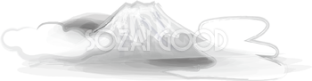 水墨画 富士山と雲 無料イラスト82708