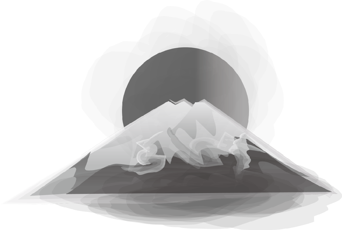 白黒 富士山と日の出 無料イラスト82715に写真・文字を入れる