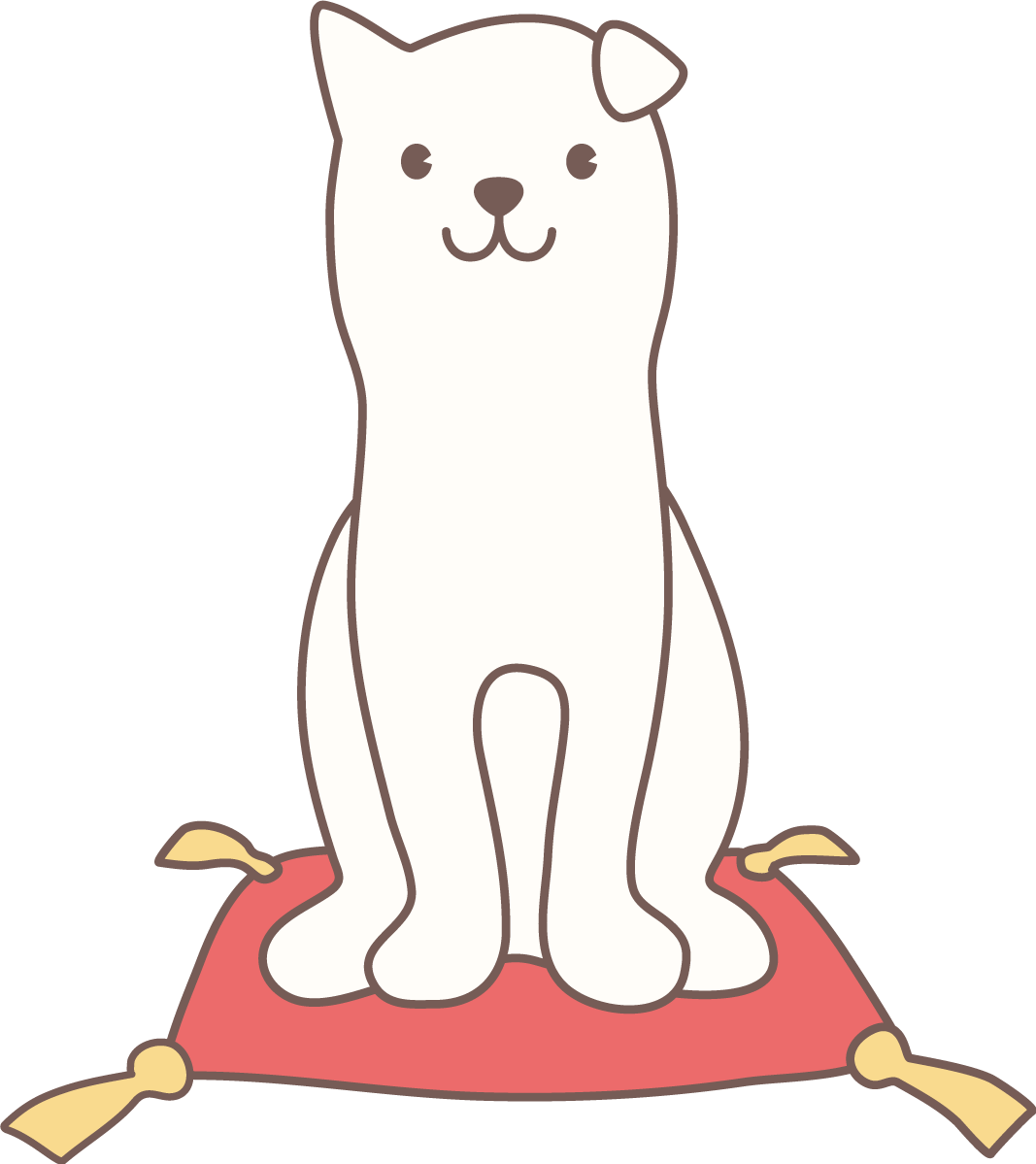 座布団に座る犬のかわいい無料イラスト82749に写真・文字を入れる