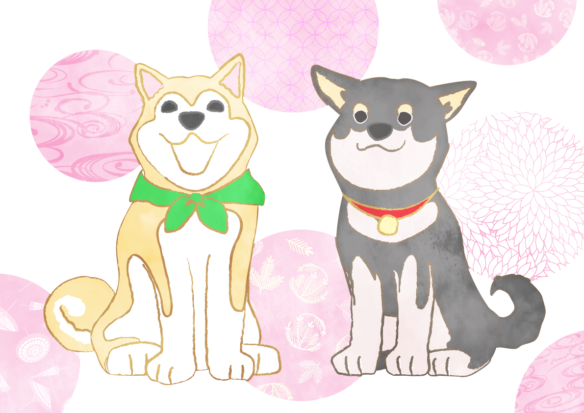 柴犬あうん無料イラスト82751に写真・文字を入れる