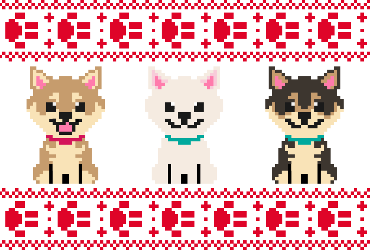 柴犬ドット絵無料イラスト82759に写真・文字を入れる