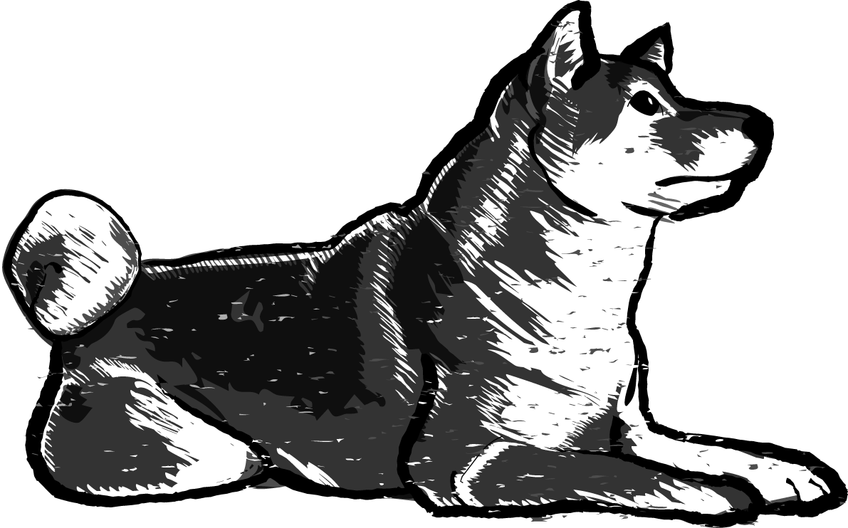 白黒柴犬の木版画 無料ラスト82762に写真・文字を入れる