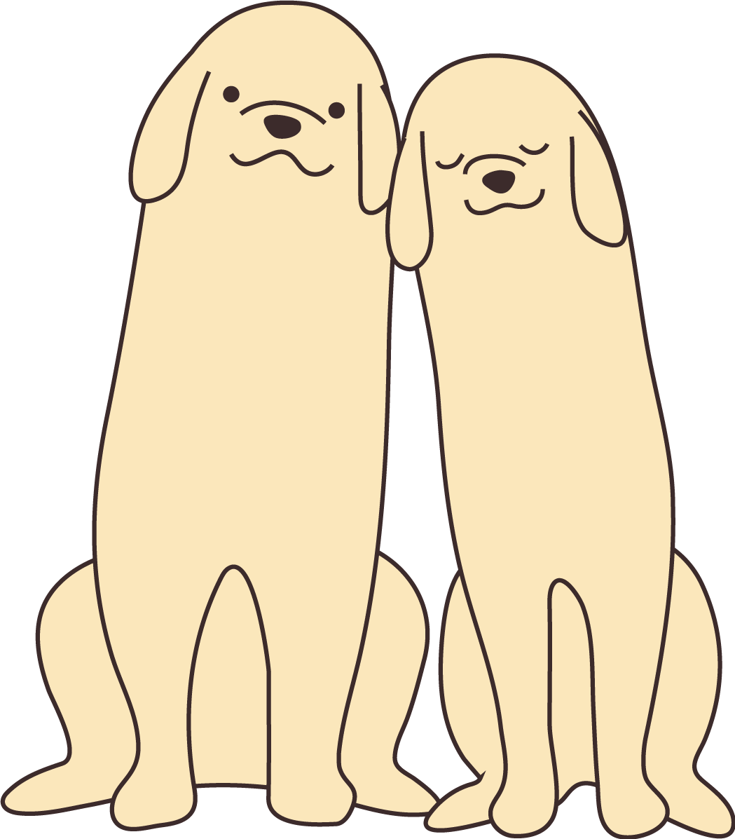 寄り添う仲良し犬の無料イラスト82763に写真・文字を入れる