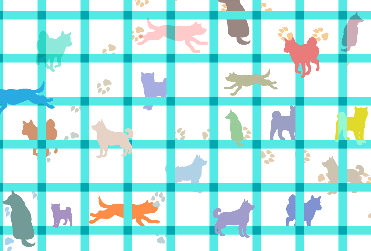柴犬 チェックに隠れる背景無料イラスト82767に写真・文字を入れる
