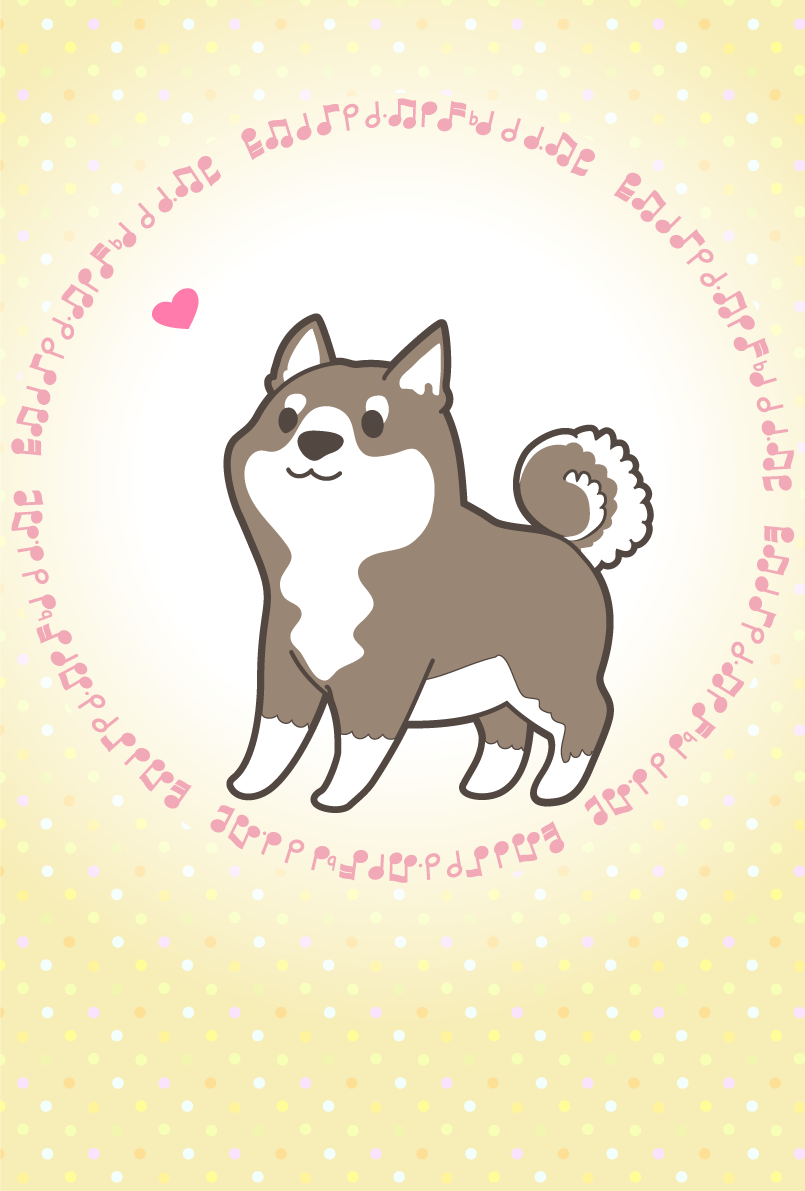 柴犬 音符で囲む背景無料イラスト82768に写真・文字を入れる