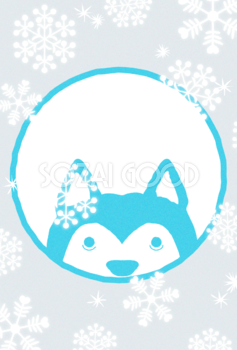 柴犬が雪の間から覗く背景(縦)無料イラスト82771
