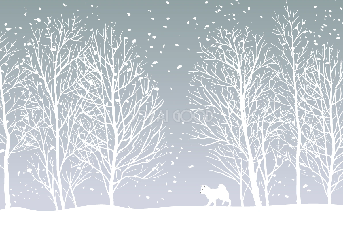 柴犬と雪野山 背景無料イラスト82774