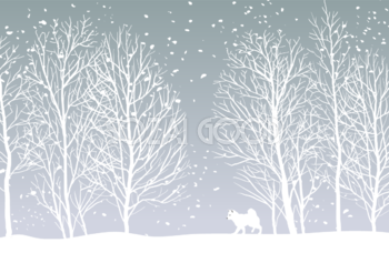 柴犬と雪野山 背景無料イラスト82774