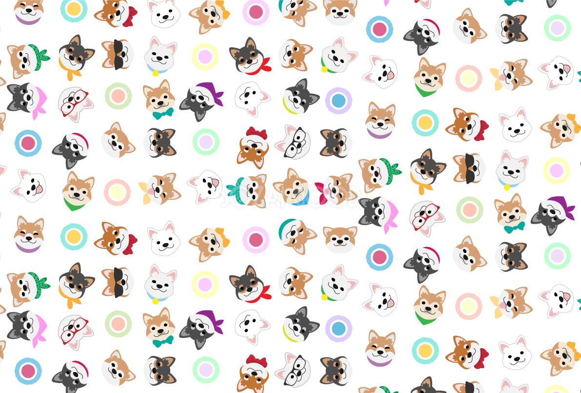 柴犬の色々な顔柄 背景無料イラスト82779
