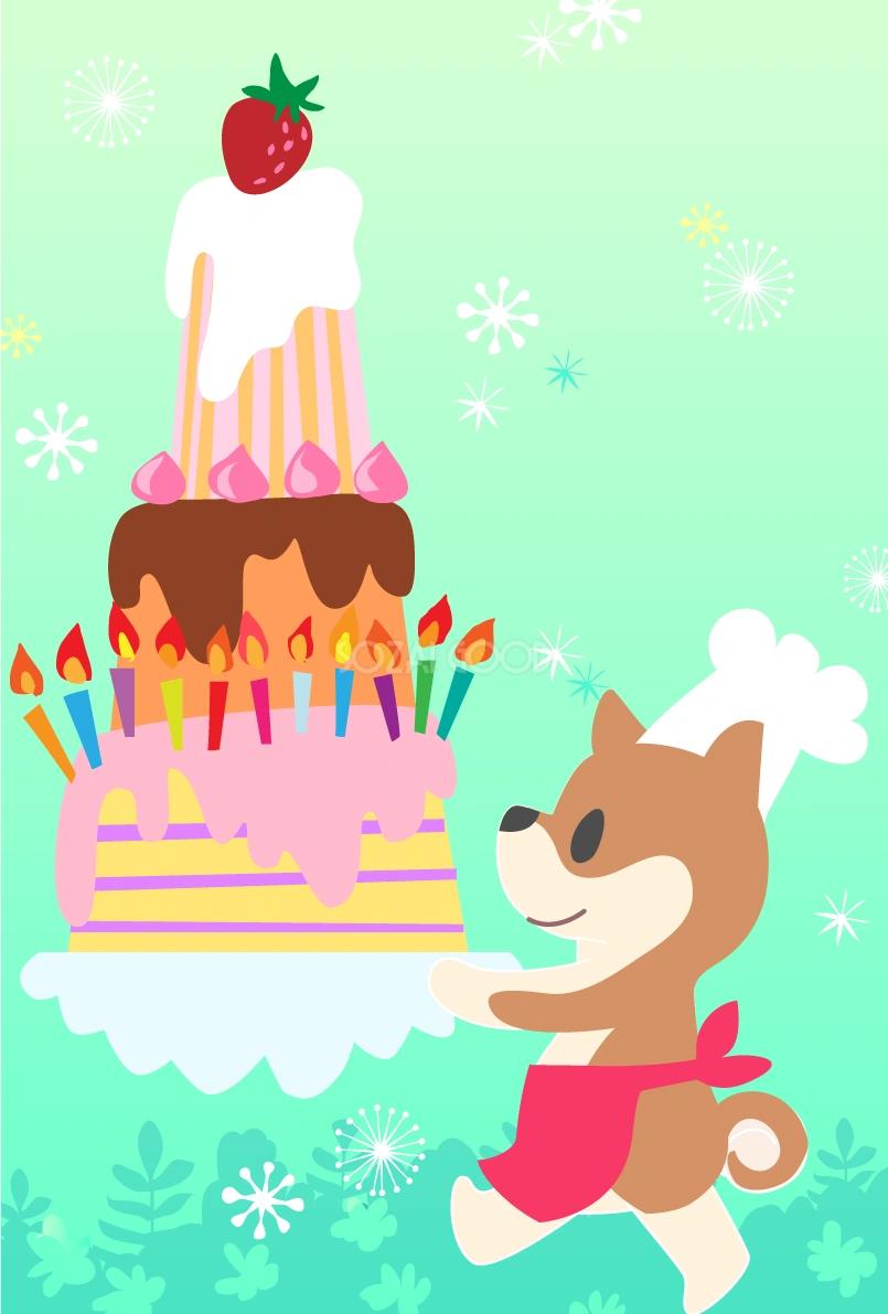 柴犬パティシエ(縦)背景無料イラスト82782
