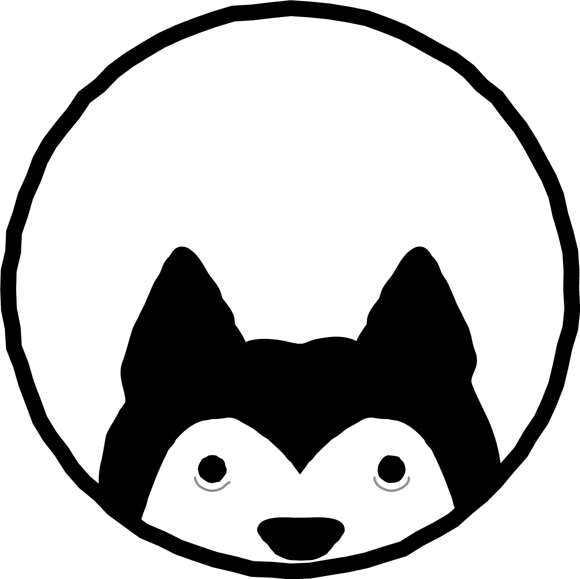 可愛く円から覗く白黒の犬イラスト(無料)82804に写真・文字を入れる