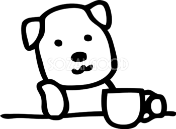 カフェのかわいい白黒の犬イラスト 無料 6 素材good