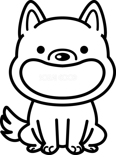 かわいい白黒の犬イラスト 無料 大きく開けた82830 素材good